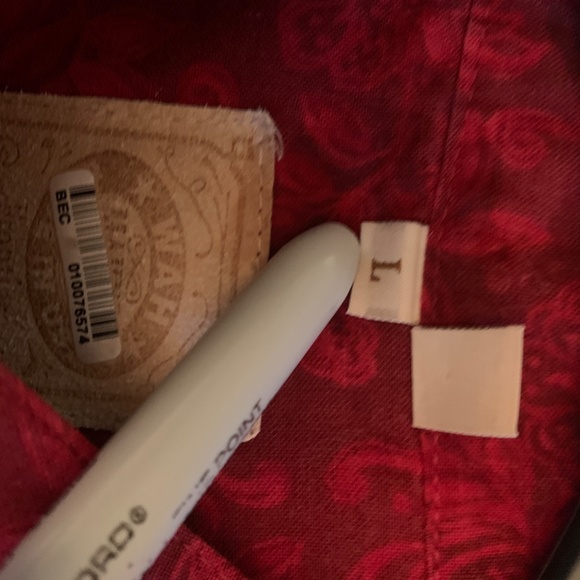 Western Dress Shirt Large red banded collar - Picture 3 of 12